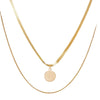 Wholesale Alloy Geometric Coin Round Pendant Snake Bone Chain Three Layer Women's Necklace Set With Electroplating