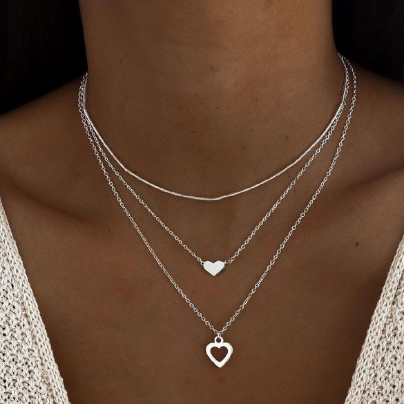 Wholesale Alloy Geometric Coin Round Pendant Snake Bone Chain Three Layer Women's Necklace Set With Electroplating