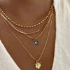Wholesale Alloy Geometric Coin Round Pendant Snake Bone Chain Three Layer Women's Necklace Set With Electroplating