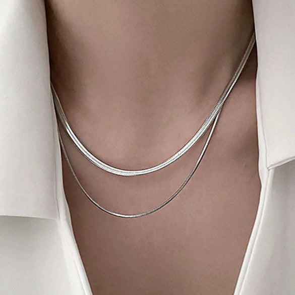 Wholesale Alloy Geometric Coin Round Pendant Snake Bone Chain Three Layer Women's Necklace Set With Electroplating