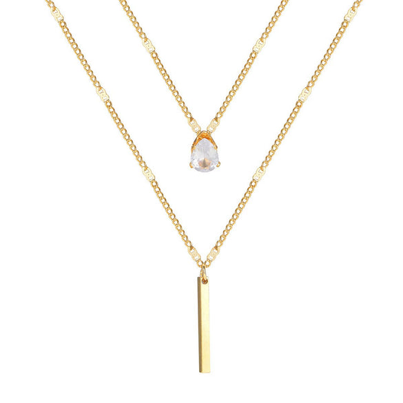 Wholesale Alloy Geometric Coin Round Pendant Snake Bone Chain Three Layer Women's Necklace Set With Electroplating
