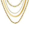 Wholesale Alloy Geometric Coin Round Pendant Snake Bone Chain Three Layer Women's Necklace Set With Electroplating
