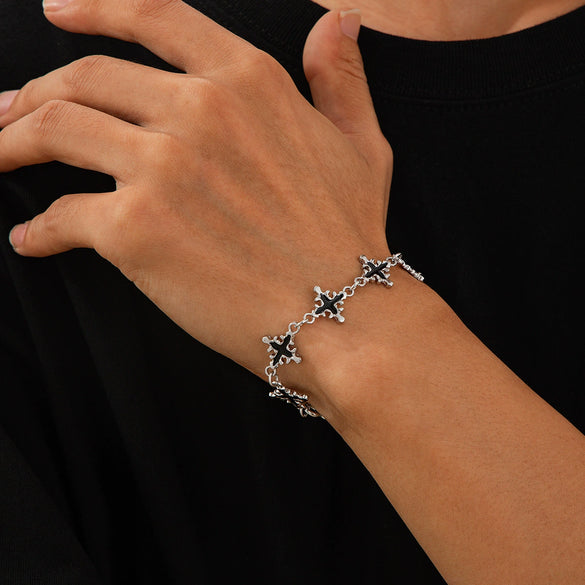 Wholesale Alloy Geometric Cross Electroplated Men's Hip Hop Bracelet