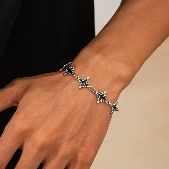 Wholesale Alloy Geometric Cross Electroplated Men's Hip Hop Bracelet