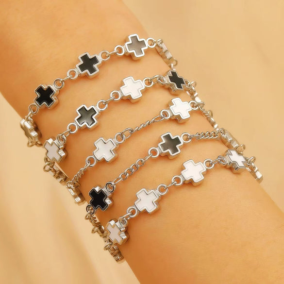 Wholesale Alloy Geometric Cross Electroplated Unisex Light Luxury Bracelet Jewelry