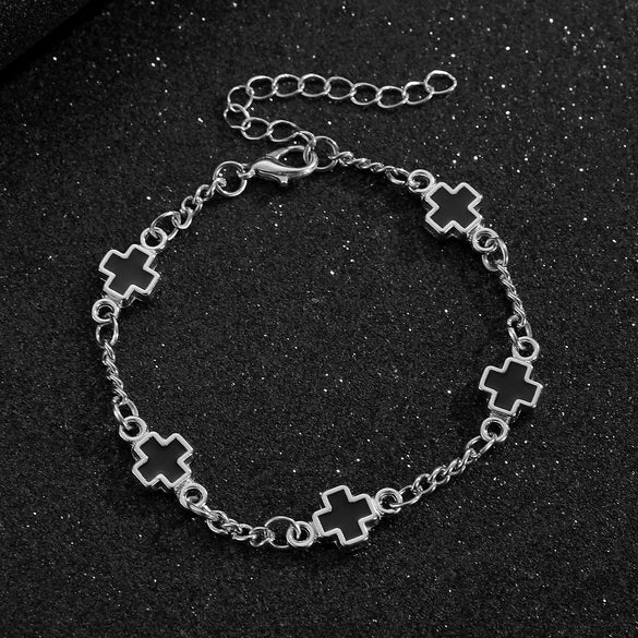Wholesale Alloy Geometric Cross Electroplated Unisex Light Luxury Bracelet Jewelry