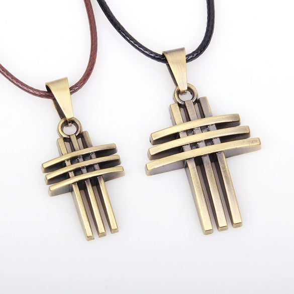 Wholesale Alloy Geometric Cross Imitation Bronze Fashion Jewelry Necklace