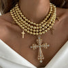 Wholesale Alloy Geometric Cross Multilayer Light Luxury Style Diamondencrusted Electroplated Women's Necklace