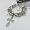 Wholesale Alloy Geometric Cross Multilayer Light Luxury Style Diamondencrusted Electroplated Women's Necklace