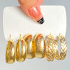 Wholesale Alloy Geometric Cshaped Electroplated Women's Earrings 3Piece Set