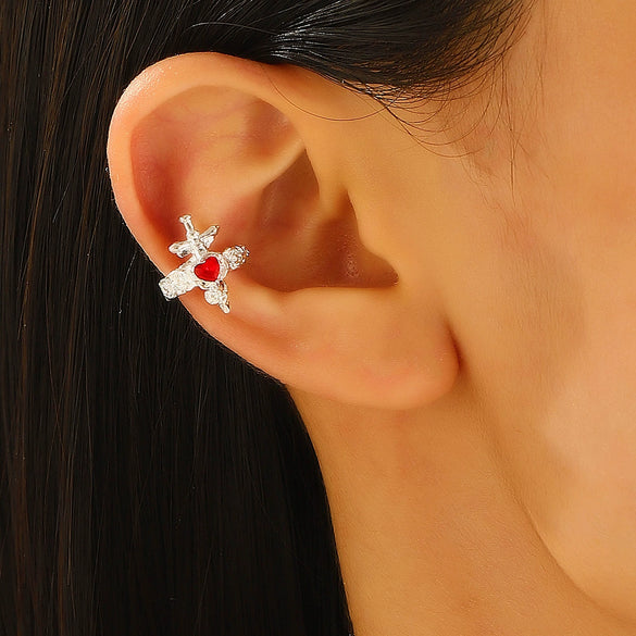 Wholesale Alloy Geometric Dark Gothic Rose Love Cross Ear Clips For Unisex And Women With Electroplating