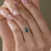 Wholesale Alloy Geometric Design Electroplated Fashion Ring For Women And Couples With Dark Blue Zircon
