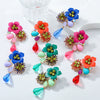 Wholesale Alloy Geometric Diamond Vintage Resin Flower Beaded Earrings For Women