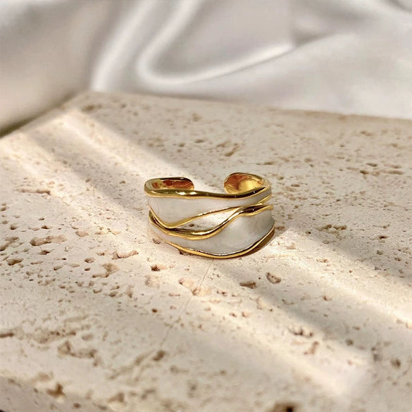 Wholesale Alloy Geometric Double Layer Hollow Open Ring For Women With Electroplating And Glaze Color Matching