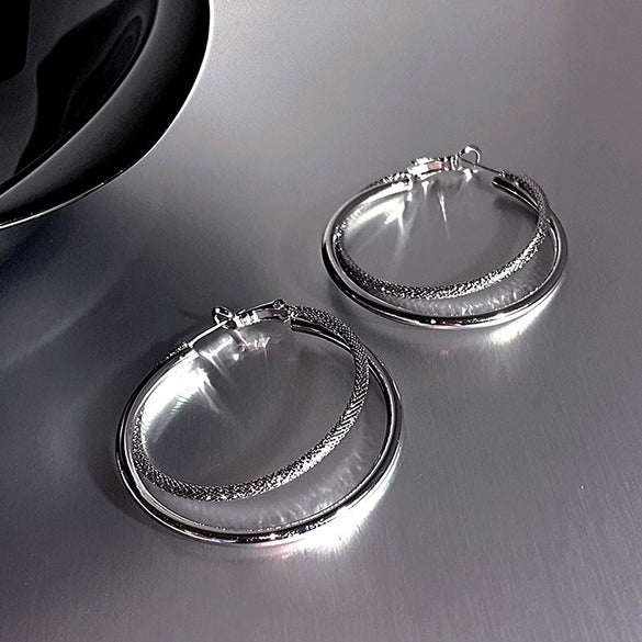 Wholesale Alloy Geometric Double Ring Earrings For Women With Electroplating