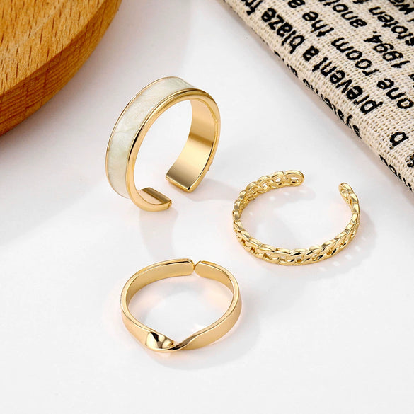 Wholesale Alloy Geometric Dripping Glue Style Unisex Ring Threepiece Set