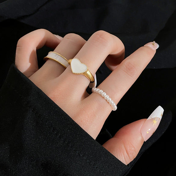 Wholesale Alloy Geometric Dripping Glue Style Unisex Ring Threepiece Set