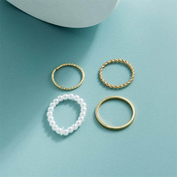 Wholesale Alloy Geometric Dripping Glue Style Unisex Ring Threepiece Set