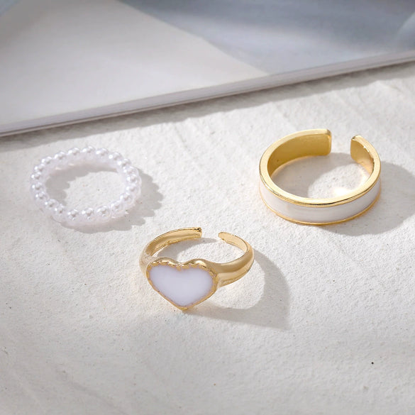 Wholesale Alloy Geometric Dripping Glue Style Unisex Ring Threepiece Set