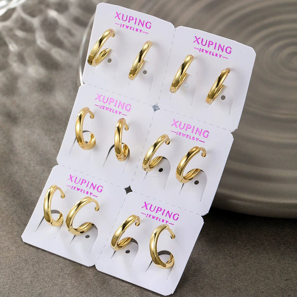 Wholesale Alloy Geometric Earrings Electroplated Minimalist Style For Women