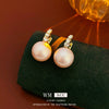 Wholesale Alloy Geometric Earrings With Diamond And Pearl Retro Light Luxury Electroplated For Women