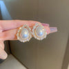 Wholesale Alloy Geometric Earrings With Diamond And Pearl Retro Light Luxury Electroplated For Women