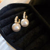 Wholesale Alloy Geometric Earrings With Diamond And Pearl Retro Light Luxury Electroplated For Women