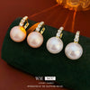 Wholesale Alloy Geometric Earrings With Diamond And Pearl Retro Light Luxury Electroplated For Women