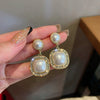 Wholesale Alloy Geometric Earrings With Diamond And Pearl Retro Light Luxury Electroplated For Women