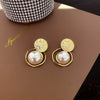 Wholesale Alloy Geometric Earrings With Diamond And Pearl Retro Light Luxury Electroplated For Women