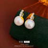 Wholesale Alloy Geometric Earrings With Diamond And Pearl Retro Light Luxury Electroplated For Women