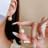 Wholesale Alloy Geometric Earrings With Diamond And Pearl Retro Light Luxury Electroplated For Women
