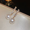 Wholesale Alloy Geometric Earrings With Diamond And Pearl Retro Light Luxury Electroplated For Women