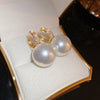 Wholesale Alloy Geometric Earrings With Diamond And Pearl Retro Light Luxury Electroplated For Women