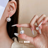 Wholesale Alloy Geometric Earrings With Diamond And Pearl Retro Light Luxury Electroplated For Women