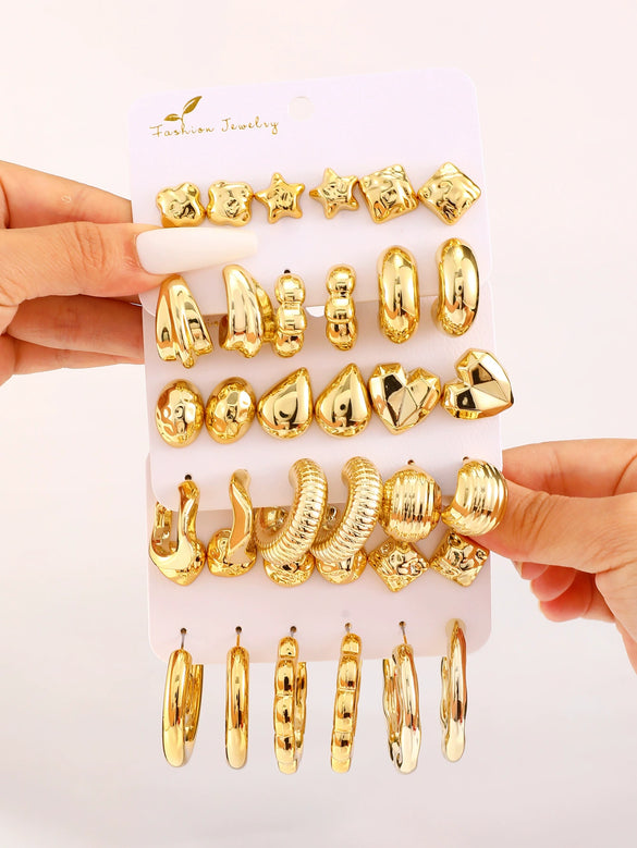 Wholesale Alloy Geometric Earrings With Electroplating For Women