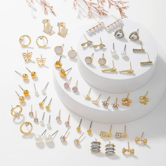 Wholesale Alloy Geometric Earrings With Silver Needle And Electroplating Treatment