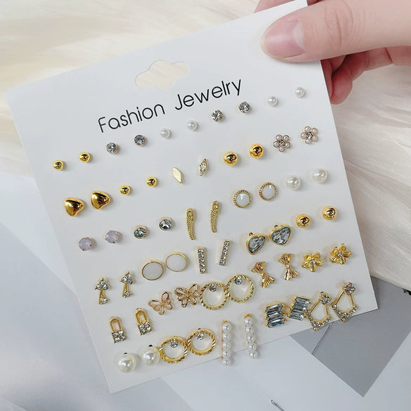 Wholesale Alloy Geometric Earrings With Silver Needle And Electroplating Treatment