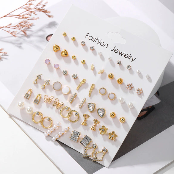 Wholesale Alloy Geometric Earrings With Silver Needle And Electroplating Treatment
