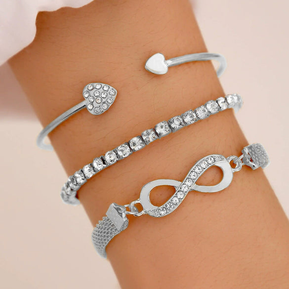 Wholesale Alloy Geometric Electroplated Multilayer Stacked Unisex And Women's Bracelet 6Piece Set
