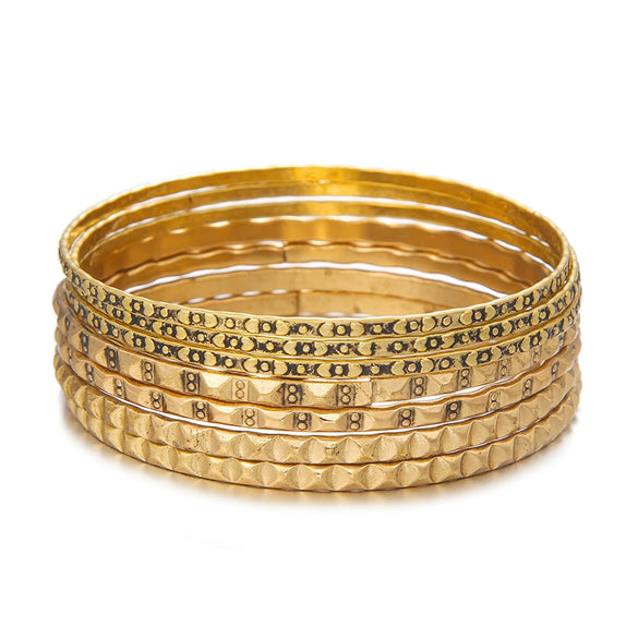 Wholesale Alloy Geometric Electroplated Multilayer Stacked Unisex And Women's Bracelet 6Piece Set