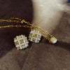 Wholesale Alloy Geometric Electroplated S925 Silver Square Earrings With Rhinestone And Pearl For Women