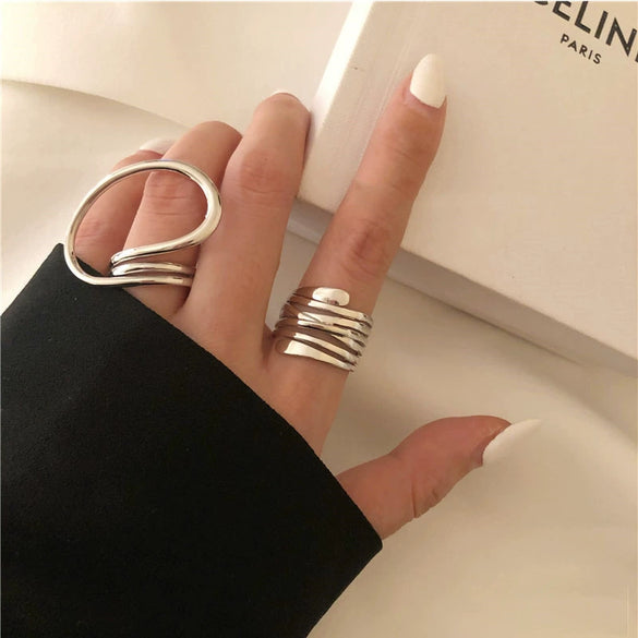 Wholesale Alloy Geometric Exaggerated Electroplated Ring For Unisex