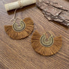 Wholesale Alloy Geometric Fan Shaped Tassel Earrings With Electroplating Retro Bohemian Style Fashion Jewelry
