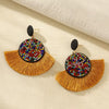 Wholesale Alloy Geometric Fan Shaped Tassel Earrings With Electroplating Retro Bohemian Style Fashion Jewelry