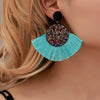 Wholesale Alloy Geometric Fan Shaped Tassel Earrings With Electroplating Retro Bohemian Style Fashion Jewelry