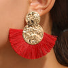 Wholesale Alloy Geometric Fan Shaped Tassel Earrings With Electroplating Retro Bohemian Style Fashion Jewelry
