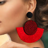 Wholesale Alloy Geometric Fan Shaped Tassel Earrings With Electroplating Retro Bohemian Style Fashion Jewelry