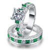 Wholesale Alloy Geometric Fashion Ol Women's Square Diamond Zircon Ring Set With Electroplating