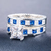 Wholesale Alloy Geometric Fashion Ol Women's Square Diamond Zircon Ring Set With Electroplating